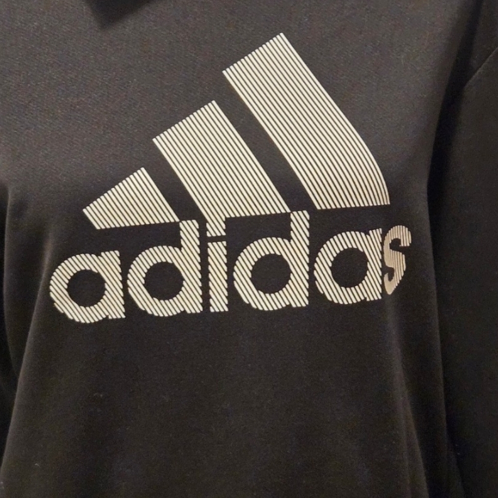 Adidas Womens Small Black Badge of Sport Fleece Pullover Hoodie Pocket - Picture 5 of 12